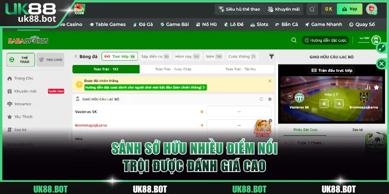 Sảnh sở hữu kho trận đấu phong phú, thỏa thích trải nghiệm 
